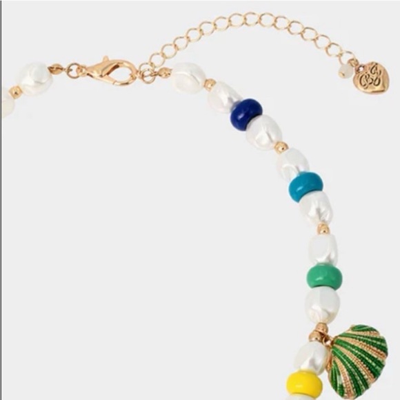 Betsey Johnson Shell Charm Pearl Statement Necklace Multi NEW - Picture 8 of 9